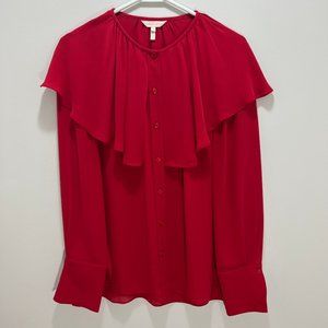 Rebecca Taylor Ruffle Button-Down Silk Top Size Small